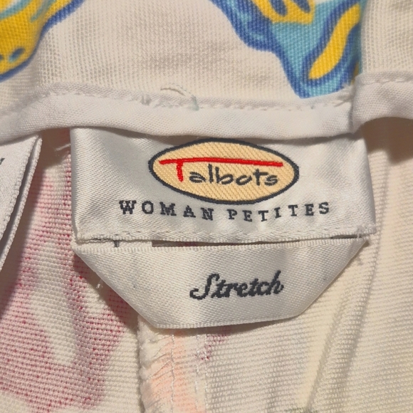 Talbots Petites women's size 16W fish & coral design wide leg pants, twill NWT - Picture 10 of 11